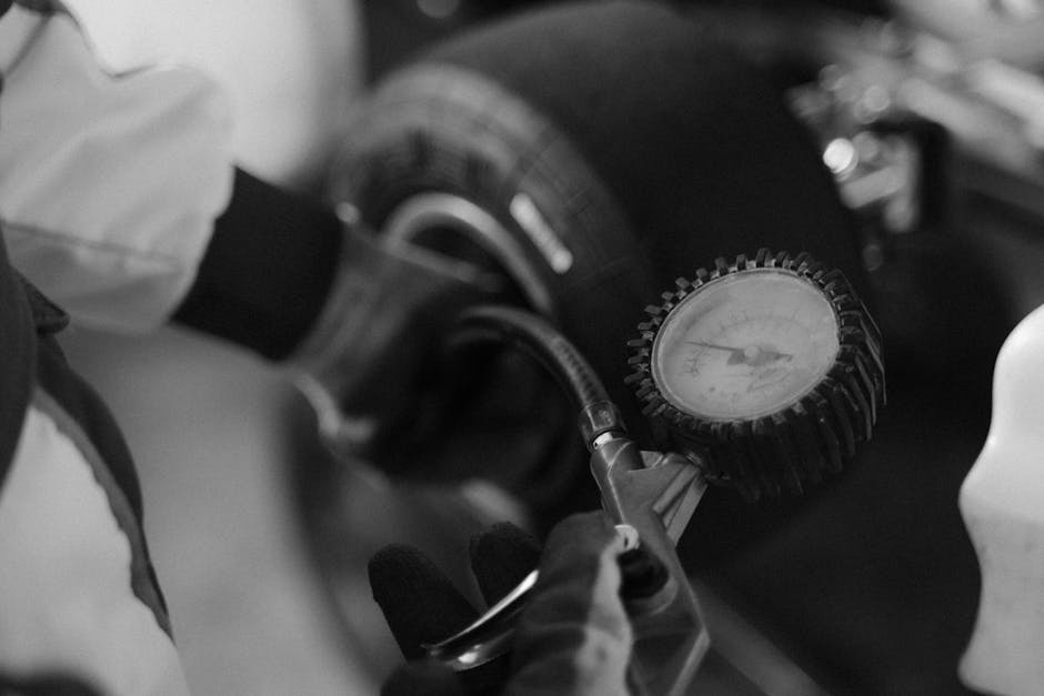 Checking car tire pressure and alignment